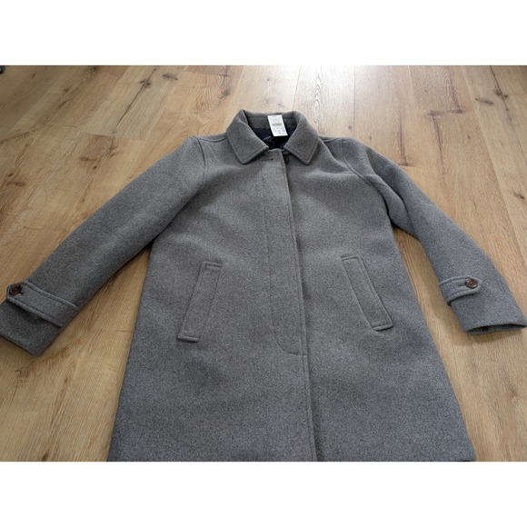 J.Crew Factory Wool Blend Car Coat Covered Buttons Grey Size 4 - Picture 3 of 16